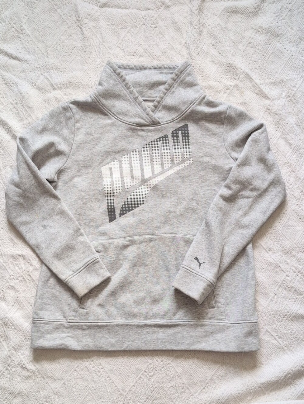 Womens Puma Light Gray Sweater With Gradient Logo